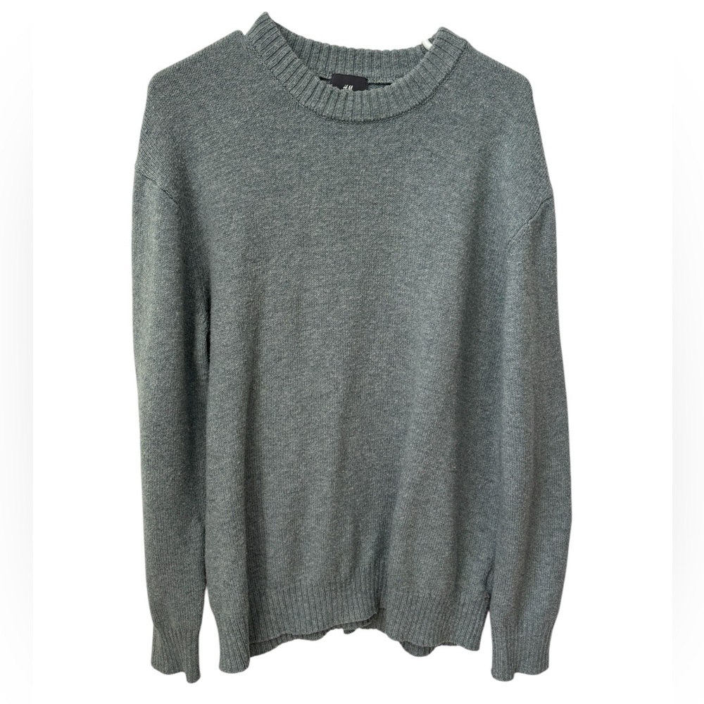 H&M Relaxed Fit Sweater Women’s Large Gray Wool Blend Oversize Preppy Minimalist